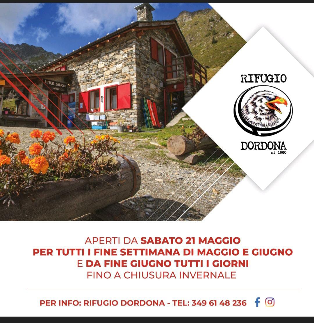 Sabato 21 maggio riapre il Rifugio Dordona.

Per info e giorni apertura 349.6148236